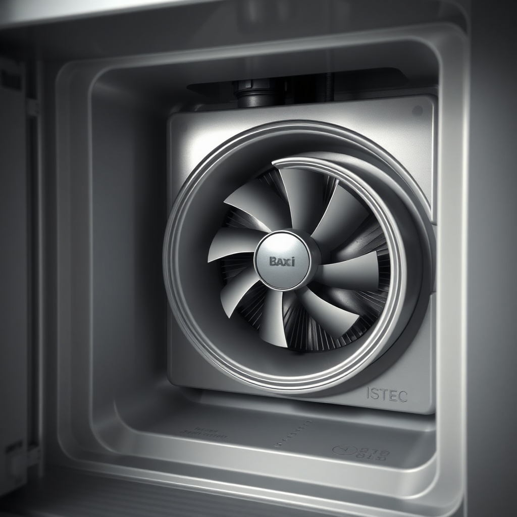Photorealistic close-up of a Baxi Istec boiler internal view