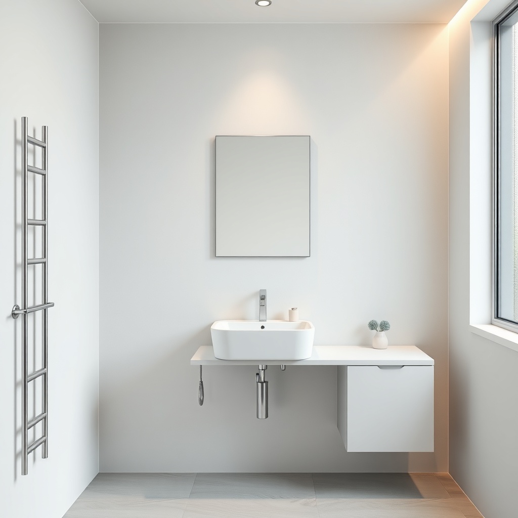 Minimalist bir banyo duvarında
