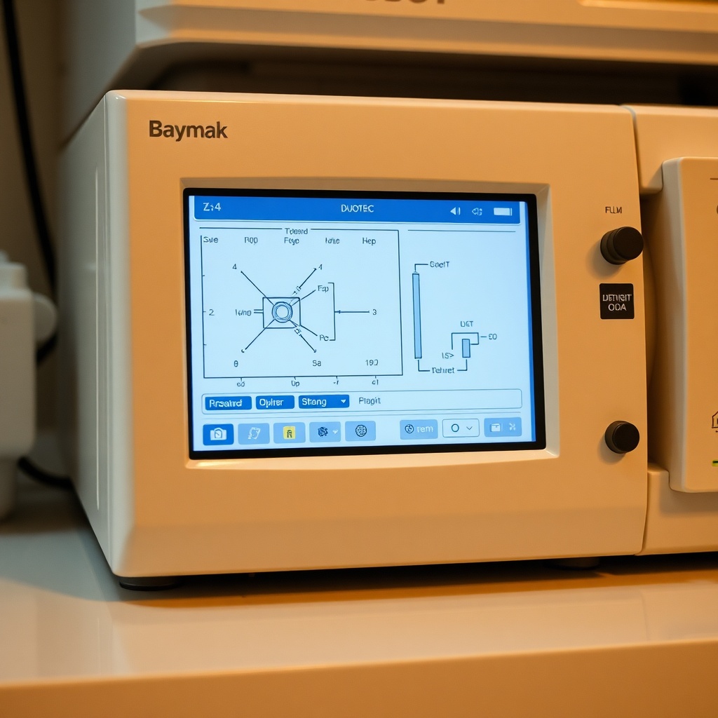 A photorealistic close-up of a Baymak Duotec combi with a digital oda termostatı next to i